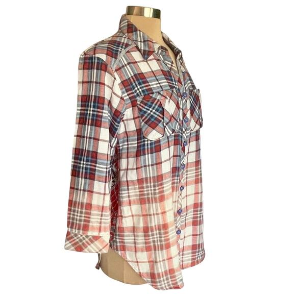 Aratta Silent Journey Mixed Print Flannel Chiffon Button Up Shirt Boho Size MED - Picture 5 of 15